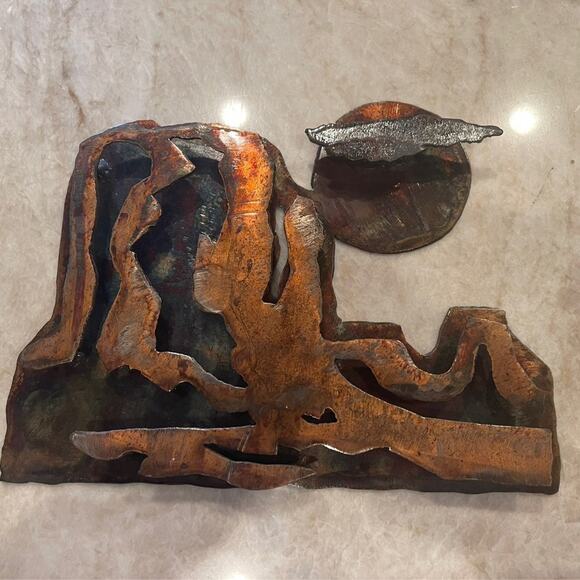 Laser cut steel Metal 3D art mountains with cloud - Picture 1 of 7